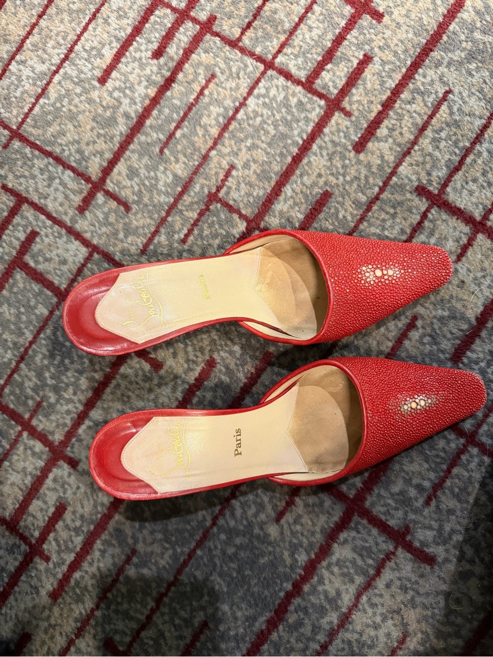 Christian Louboutin Red Pointed Toe Mule Heels